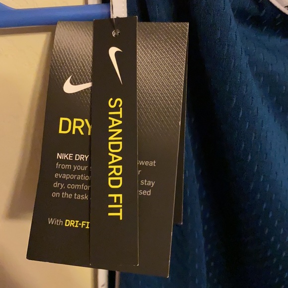 NWT Nike Mesh Dri Fit Dark Teal Running Tank with White Logo - Picture 5 of 7